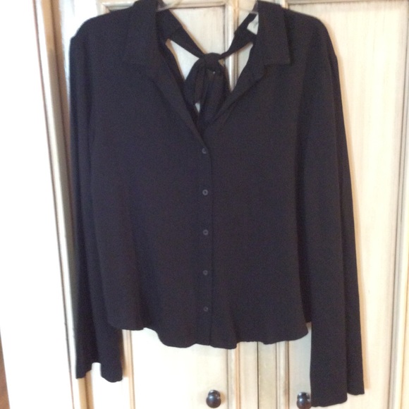 Cloth & Stone Anthropologie Blouse Top Black XS - Picture 3 of 7